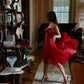 Sexy A Line Spaghetti Strap Flower Burgundy Chiffon Short Party Dress Evening Dress SH2826