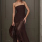 Brown Mermaid Strapless Chiffon Long Prom Dress Evening Dress SH7193