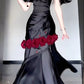 Burgundy Mermaid One Shoulder Beaded Rose Satin Long Prom Dress Party Dress SH5022
