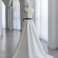 White A Line Strapless Sequins Satin Prom Dress Formal Evening Dress SH1635