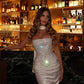 Charming Strapless Satin Prom Dresses Evening Dress Mermaid With Lace-Up Back SH5611