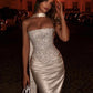 Charming Strapless Satin Prom Dresses Evening Dress Mermaid With Lace-Up Back SH5611