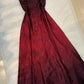 Vintage A Line Spaghetti Strap Beaded Black Chiffon Burgundy Satin Prom Dress Graduation Prom Dress SH2598