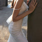 Elegant White Mermaid Spaghetti Straps Sequin Tulle Open Back Long Party Dress Date Dress SH3688