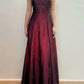 Vintage A Line Spaghetti Strap Beaded Black Chiffon Burgundy Satin Prom Dress Graduation Prom Dress SH2598