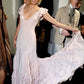 Gentle Mermaid V Neck Ruffle Light Pink Chiffon Long Prom Dress Graduation Prom Dress SH2600