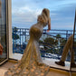 Blue Mermaid Sweetheart Neck Floral Sequin Prom Dress Party Dress SH4296