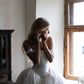 Simple Classic A Line Off the Shoulder Satin Long Wedding Dress SH5952