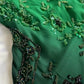 Green Black A Line Spaghetti Strap Beaded Chiffon Prom Dress Evening Dress SH2248