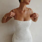 Elegant Ivory Mermaid Spaghetti Straps Lace Prom Dress Evening Dress SH5768