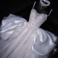Elegant Exquisite Ball Gown Strapless Beaded Sequin Tulle Satin Prom Dress Wedding Dress SH3638