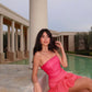 Pink Ombre A Line Strapless Tulle Short Homecoming Dress Mini Dress SH8049