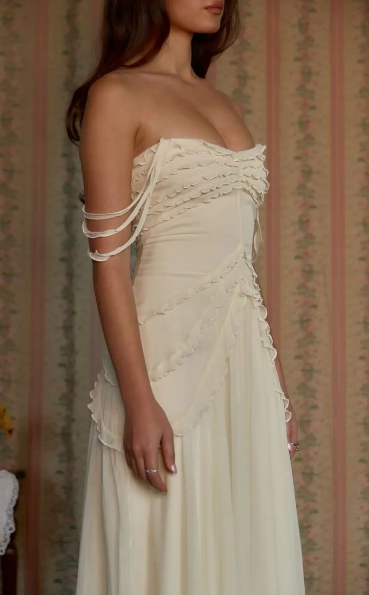 Cute A Line Off the Shoulder Ivory Chiffon Ruffle Prom Dress Graduatio shinydress Cute A Line Off the Shoulder Ivory Chiffon Ruffle Prom Dress Graduatio shinydress