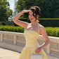 Cute Summer Yellow A Line Halter Satin Backless Short Prom Dress Homecoming Dress SH6720
