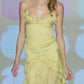 Cute A Line Straps Ruffle Yellow Chiffon Prom Dress Graduation Prom Dress with Slit SH2661