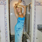 Gorgeous Sheath Strap Beaded Blue Ombre Chiffon Prom Dress Graduation Prom Dress SH2613