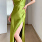 Simple Spaghetti Strap Satin Evening Dress With Slit SH1599