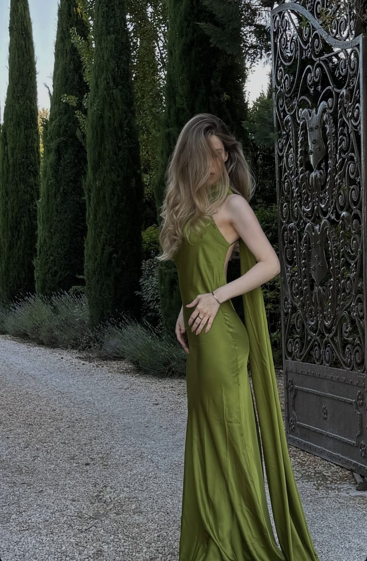 Elegant Green A Line One Shoulder Satin Long Prom Dress Evening Dress SH7020