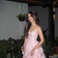 Elegant A Line Off the Shoulder Tiered Sequin Light Pink Tulle Prom Dress Evening Dress SH2385
