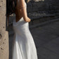 Elegant White Mermaid Spaghetti Straps Sequin Tulle Open Back Long Party Dress Date Dress SH3688