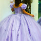 Charming Ball Gown Off-The-Shoulder Appliques Purple Tulle Sweet 16 Dress, Quinceanera Dress SH2638