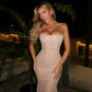 Dazzling Spaghetti-Strap Strapless Prom Dresses Evening Dress Mermaid Gem With Lace-Up Back SH5612