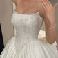 New A Line Strapless Exquisite Beaded White Satin Long Wedding Dress SH8753