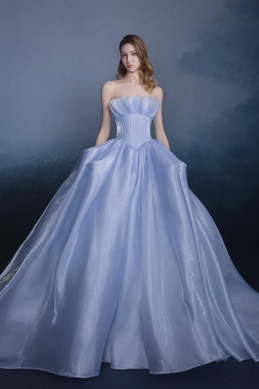 Purple Ball Gown Strapless Organza Prom Dress 16th Birthday Dress SH4203