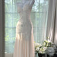Ivory Mermaid Spaghetti Straps Rhinestone Chiffon Prom Dress Formal Dress Party Dress SH4023