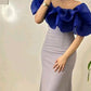 Gentle Pink Mermaid Off the Shoulder Organza Satin Prom Dress Party Dress with Slit SH3680