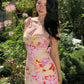 Summer Colorful Sheath Straps Print Floral Satin Short Homecoming Dress Outfits SH5813