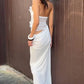 Sexy White Sheath Halter 3D Floral Tulle Satin Prom Dress Evening Dress SH5754