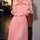 Gentle A Line Round Neck Blue Pleated Chiffon Long Evening Dress Party Dresses SH2905