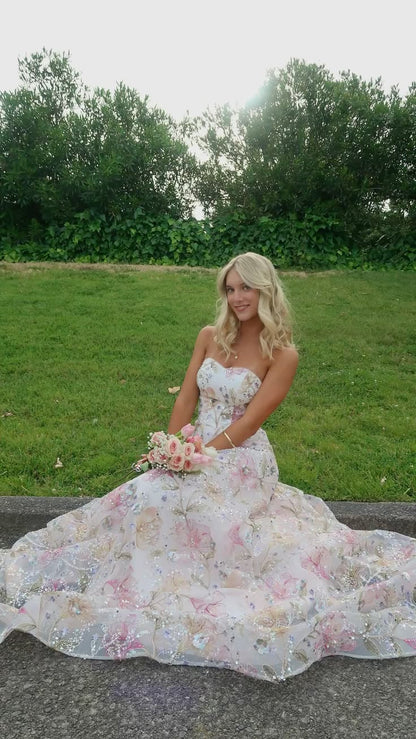Princess Ball Gown Sweetheart Neck Sequin Tulle Prom Dress Evening Dress SH7204