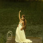 Simple Retro A Line Spaghetti Strap Satin Long Wedding Dress SH5951
