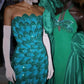 Gorgeous Sheath Strapless Bead Sequin Green Satin Long Sweep Party Dress with Slit SH2713