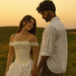 Vintage Simple A Line Off the Shoulder White Lace Long Wedding Dress SH5391