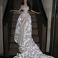 Romantic Exquisite White Mermaid Off the Shoulder Sequin Tulle Long Prom Dress Gown Dress SH3589