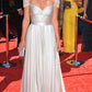 Pretty A Line Beaded Pleated White Chiffon Prom Dress 18th Birthday Dress SH4473