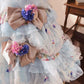 Romantic Hydrangea Flower Sweetheart Neck Ball Gown Layered Blue Organza Prom Dress Birthday Dress SH3634