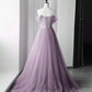 A-line Off-the-shoulder Appliques Tulle Long Evening Dress Prom Dress SH1653