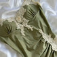 Gentle Mermaid Spaghetti Straps Appliques Green Satin Party Dress Evening Dress SH2902