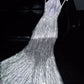 Silver Sequin Mermaid Halter Satin Backless Prom Dress Evening Dress with Slit SH3637