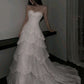 Modern Fairytale Ball Gown Sweetheart Neck Beaded White Layered Tulle Wedding Dress SH6681