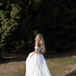 Simple Classic A Line Off the Shoulder Satin Long Wedding Dress SH5952