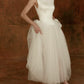 Elegant Classic A Line White Tulle Satin Long Prom Dress Wedding Dress SH7546