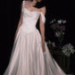Classic Simple A Line Straps Satin Prom Dress Wedding Dress SH4418