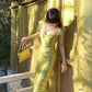 Elegant Sheath Straps Print Flower Green Satin Party Dress Evening Dress SH2867