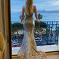 Blue Mermaid Sweetheart Neck Floral Sequin Prom Dress Party Dress SH4296
