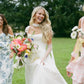 Simple Classic White A Line Strap Satin Tulle Long Prom Dress Wedding Dress SH3657